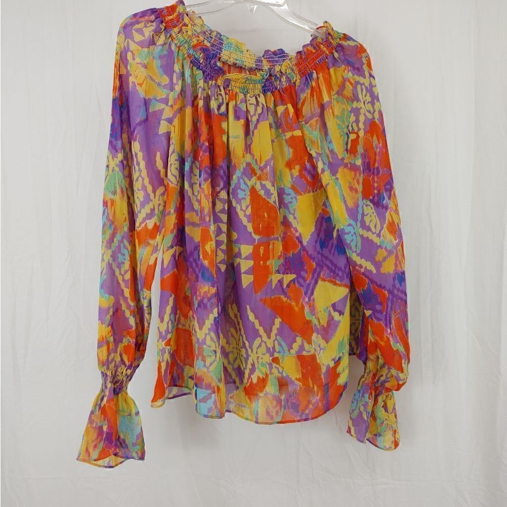 Show Me Your Mumu Aztec Off The Shoulder Shear Women's Nwt Purple Yellow Size Sm